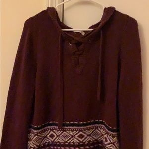 Hollister hooded lace up sweater